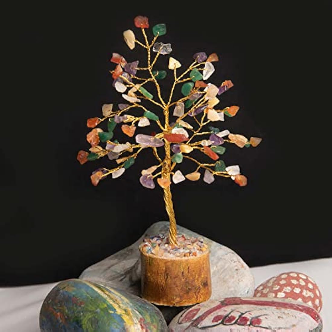 Crystal Tree for Home Decorations Crystals and Healing Stones Witchy Room Crystal Decor Tree Crystal Gifts Gem Tree Christmas Tree Stands for Real Tree… (Multi_Agate_Tree)