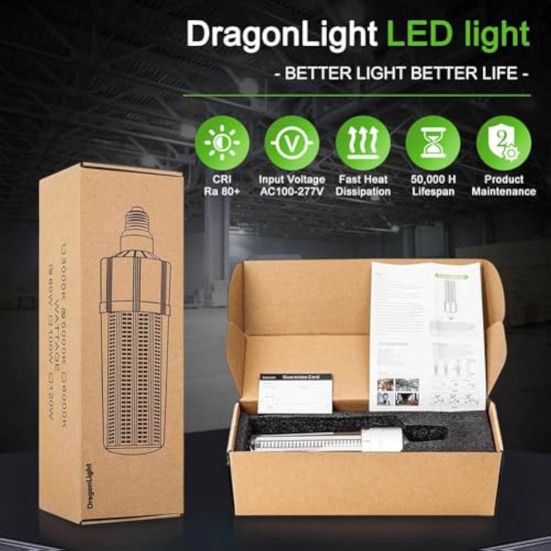 DragonLight 60W Super Bright B22 Bayonet Cap LED Corn Light Bulb(500 Watt Equivalent) - 6000K Daylight 7200 Lumens for Residential and Commercial Ceiling Lighting - Garage Warehouse Workshop