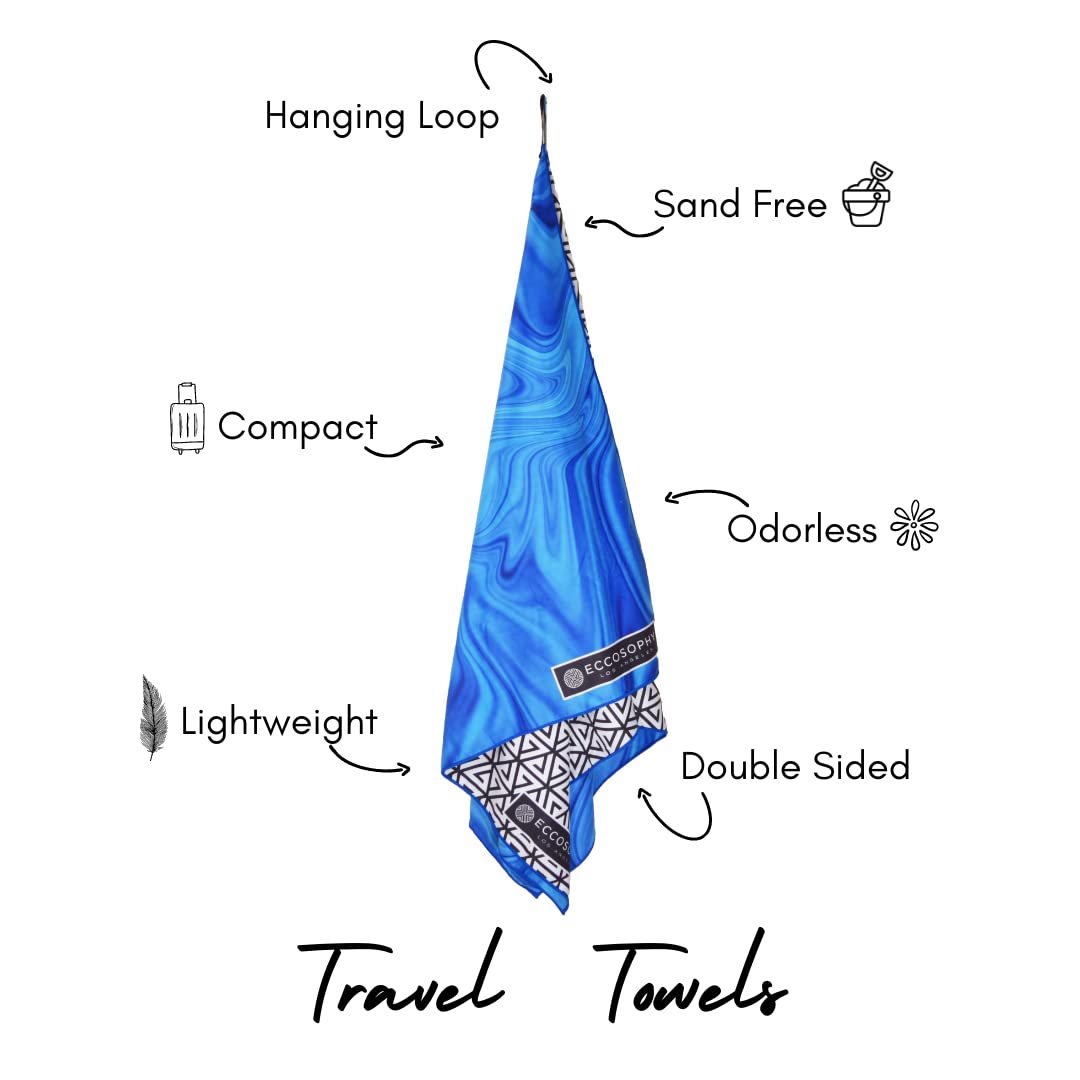 ECCOSOPHY Microfiber Beach Towel for Adults - Oversized Travel Beach Towels with Pouch - 71x35 inch Quick Dry Pool Towels