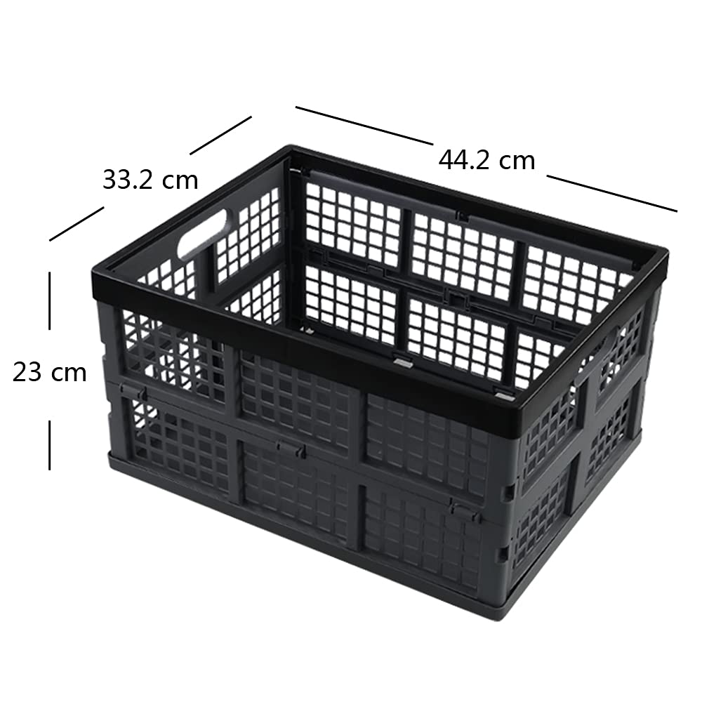 Annkky 34 Liters Collapsible Crate, Plastic Folding Crate Basket Set of 3