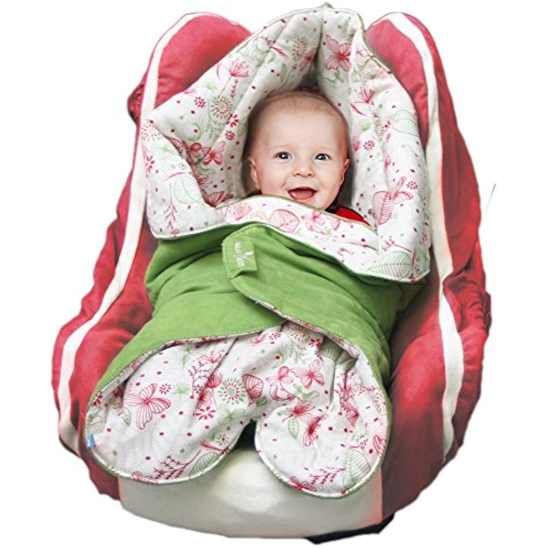 Wallaboo - Baby Blanket Leaf - Soft Blanket - Newborn and Up - Durable Faux Suede and 100% Pure Cotton with Print - Diameter: 85cm - 33 inch - Color: Green