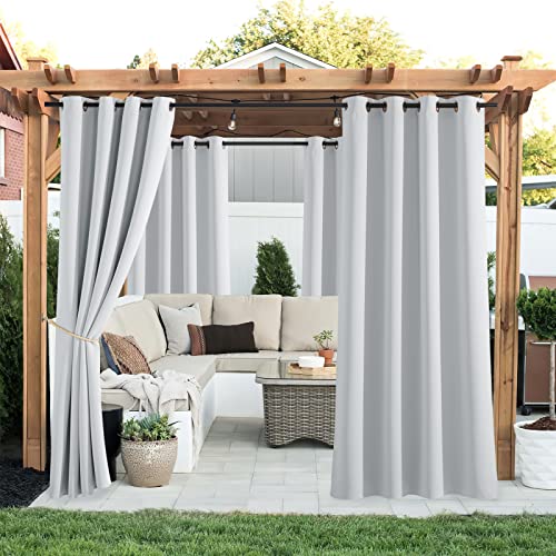 PONY DANCE Outdoor Curtain Balcony & Patio Pack of 2 Outdoor Curtains, Sun Protection & Privacy Screen, Outdoor Curtains with Eyelets, Outdoor