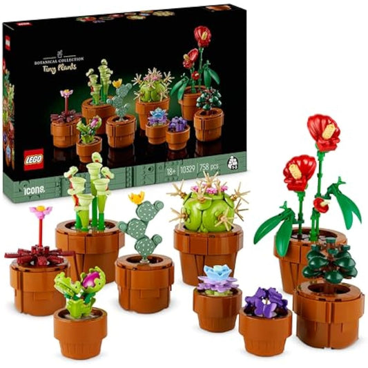 LEGO Botanicals Tiny Plants Set - Gifts for Mothers with 9 Potted Artificial Plants for Indoors incl. Faux Cactuses & Red Anthurium - House Warming Presents & Home Decor - 10329