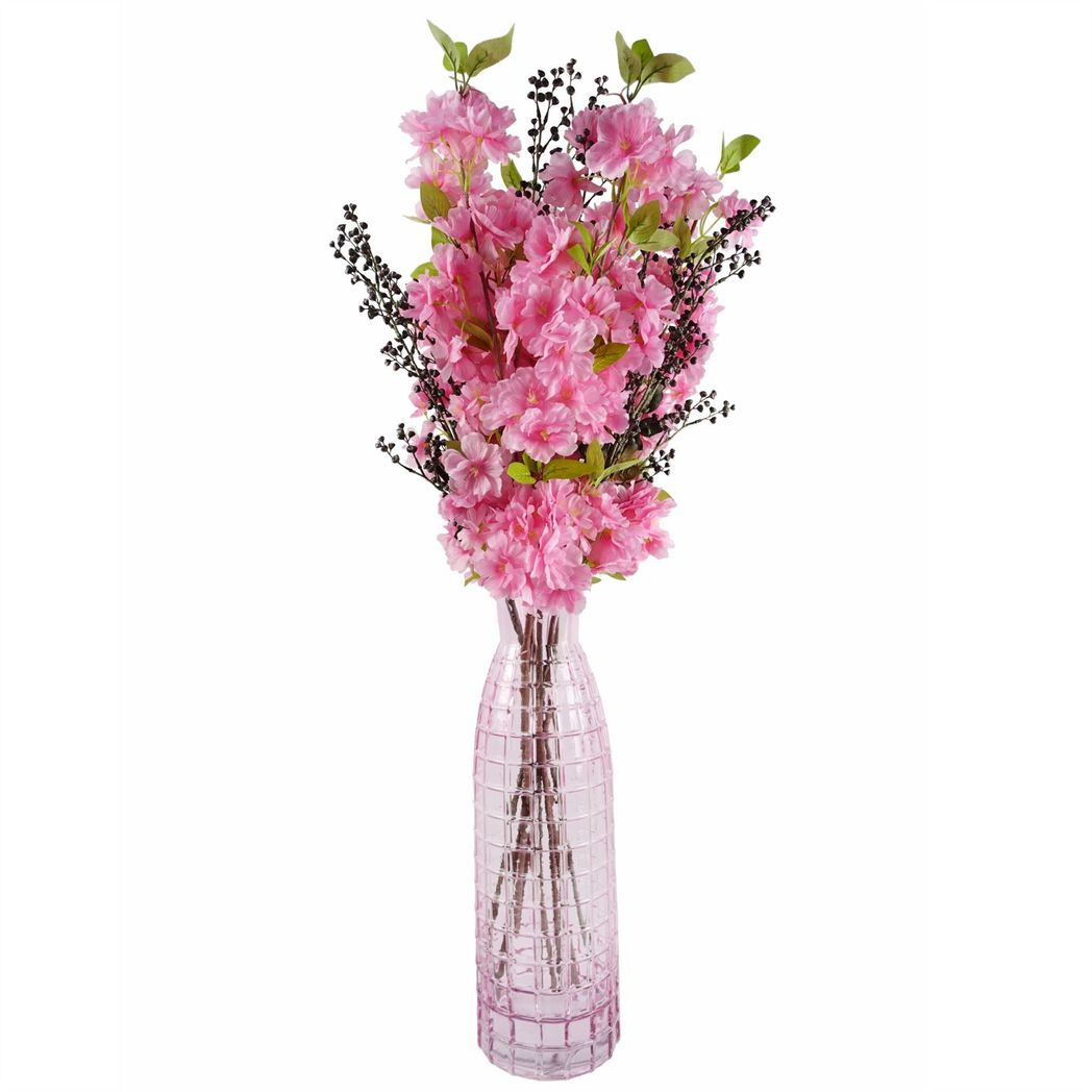 Pack of 6 x 100cm Pink Artificial Blossom Stem
