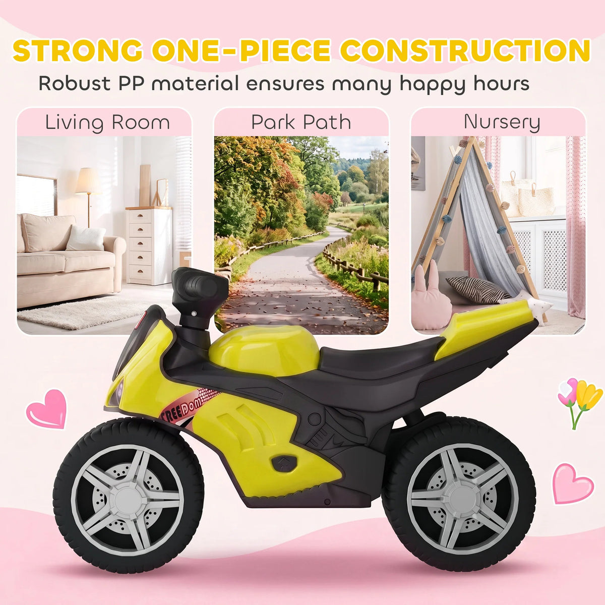 AIYAPLAY Balance Bike with Music Extra-Wide Wheels Toddler Bike for Boys Girls