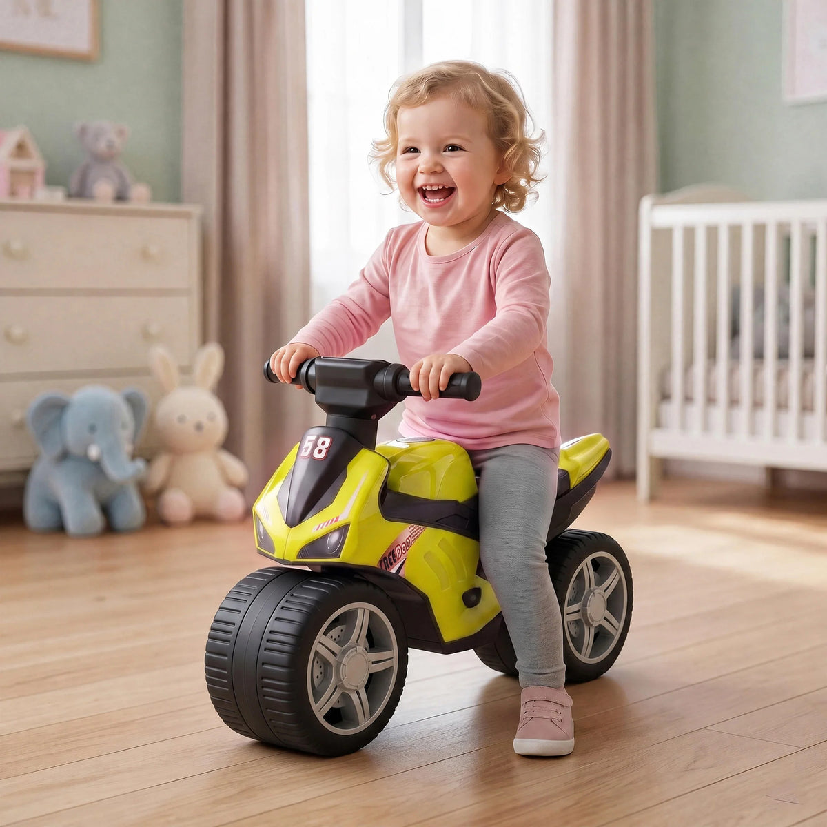 AIYAPLAY Balance Bike with Music Extra-Wide Wheels Toddler Bike for Boys Girls