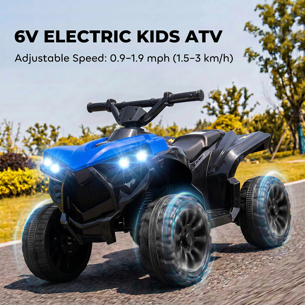 AIYAPLAY 6V Kids ATV, 4 Wheeler Electric Ride on Car with Music and LED