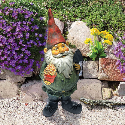 Design Toscano QM211261 Garden Gnome Statue - Dagobert with Gifts Garden Gnome