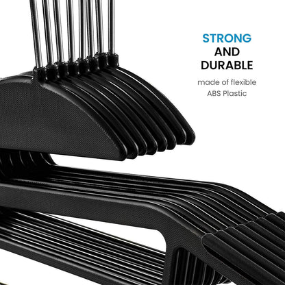 DrySmart Pack of 20 Heavy Duty Black Coat Hangers, 0.5cm Thick, S-Shaped