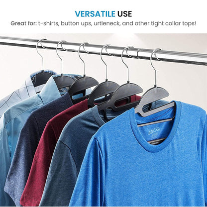 DrySmart Pack of 20 Heavy Duty Black Coat Hangers, 0.5cm Thick, S-Shaped