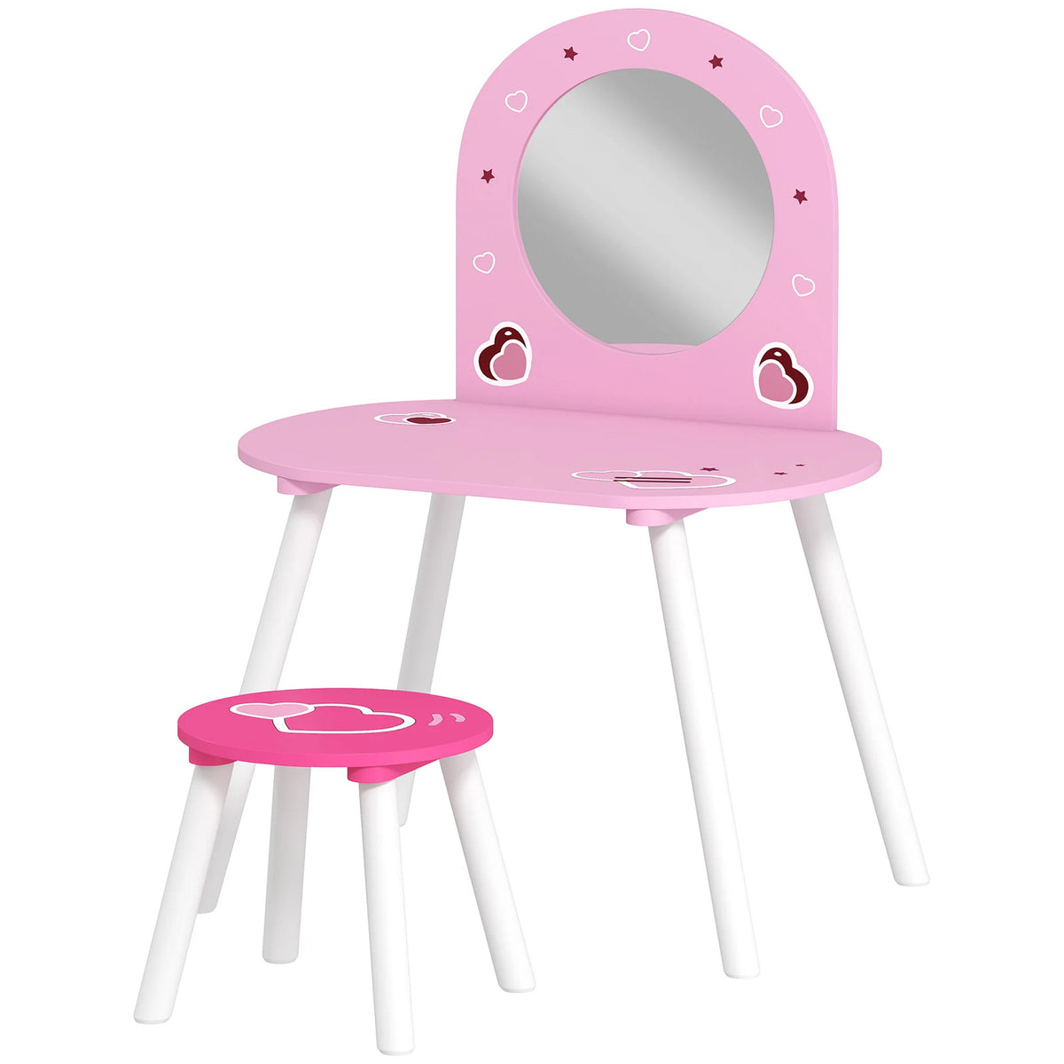 AIYAPLAY Kids Dressing Table with Mirror and Stool, Girls Vanity Set for Kids