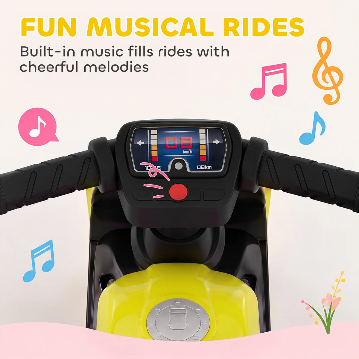 AIYAPLAY Balance Bike with Music Extra-Wide Wheels Toddler Bike for Boys Girls