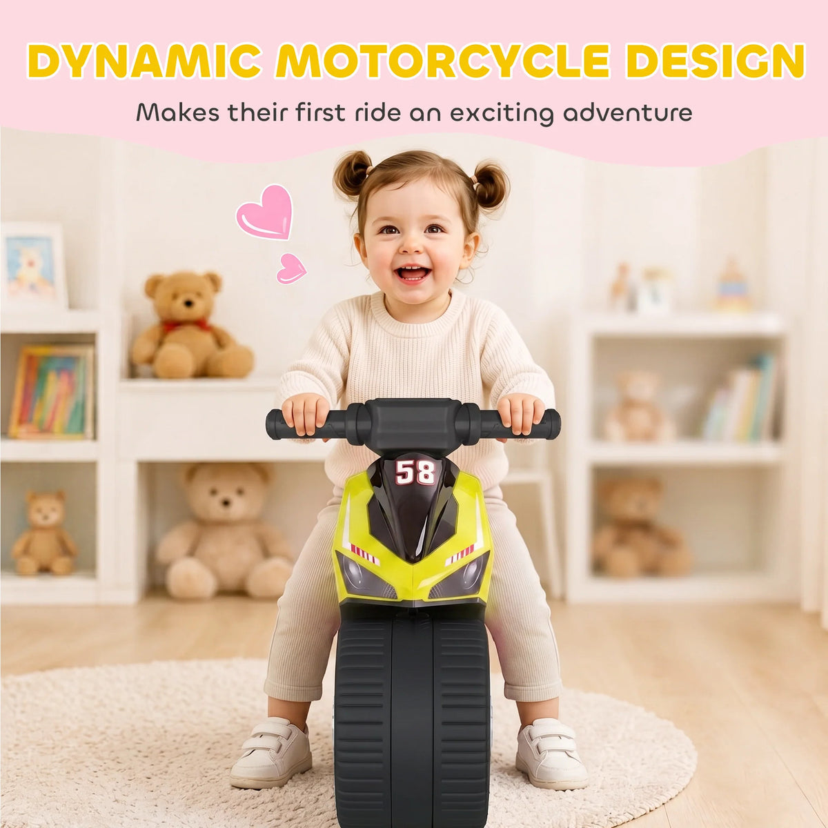 AIYAPLAY Balance Bike with Music Extra-Wide Wheels Toddler Bike for Boys Girls