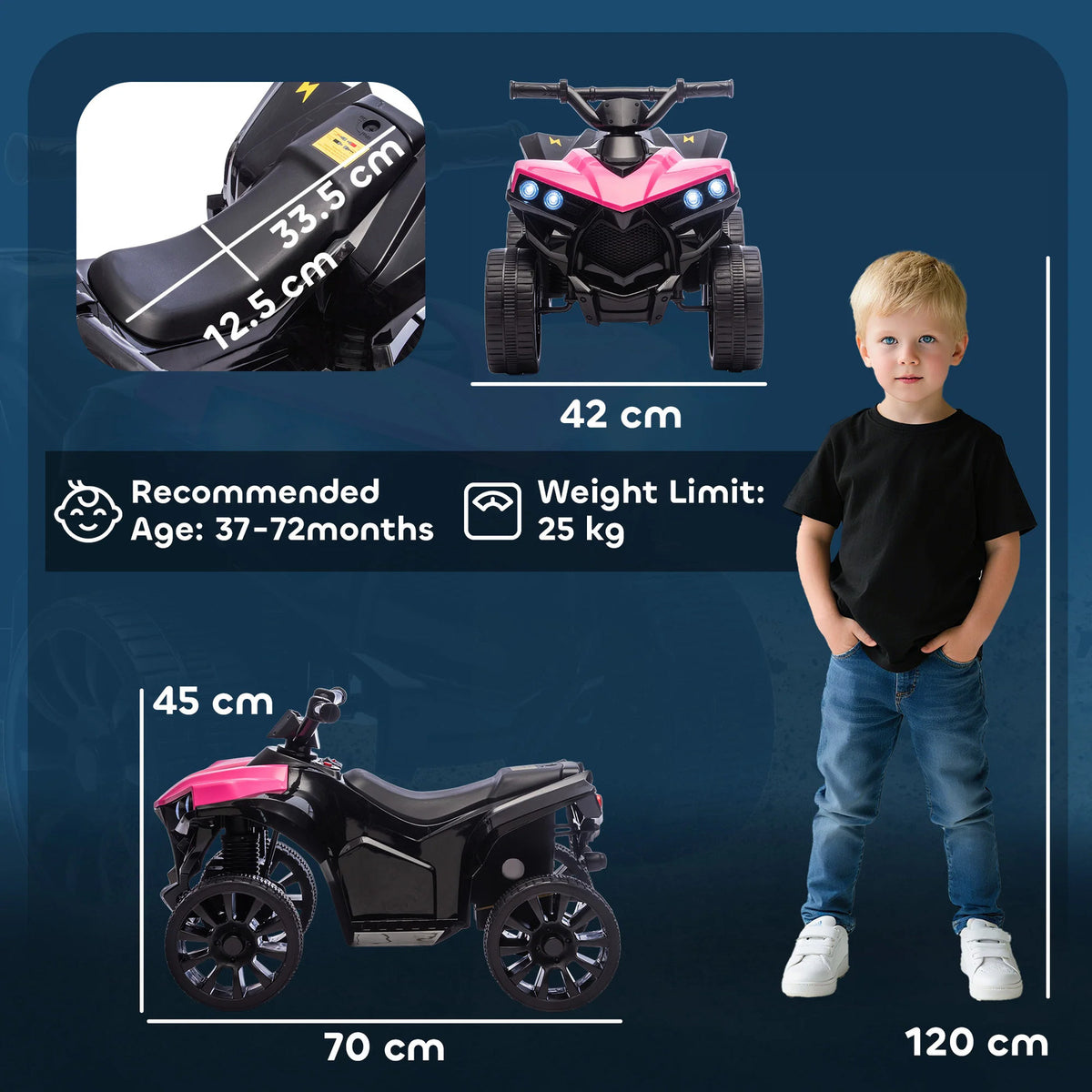 AIYAPLAY 6V Kids ATV, 4 Wheeler Electric Ride on Car with Music and LED