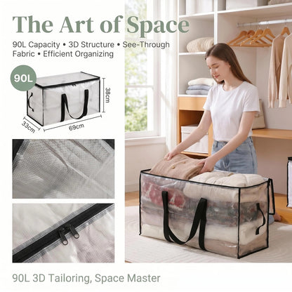 CNMTCCO Extra Large Moving Bags Heavy Duty, 90L Clothes Storage Bags with Zips
