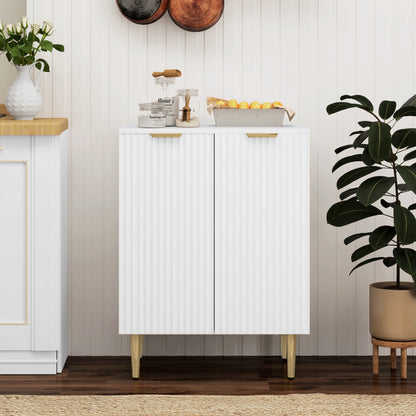 HOMCOM Sideboard Buffet Cabinet, Modern Kitchen Storage Cabinet with Adjustable Shelf and Metal Legs, White