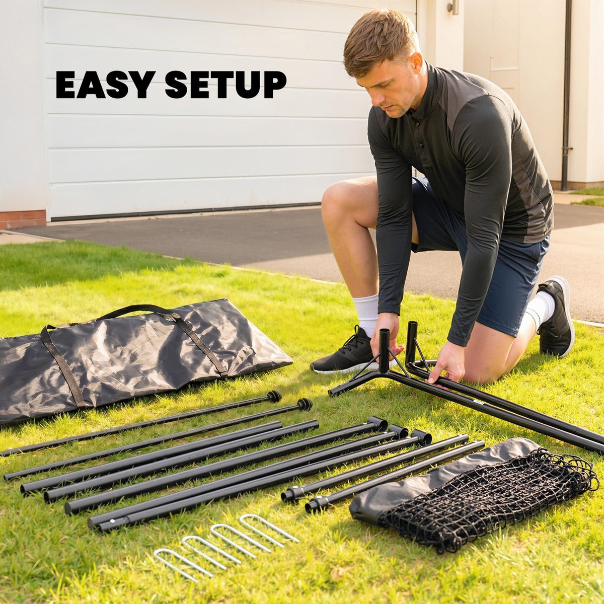 SPORTNOW Football Rebounder Net, Portable Kickback Football Rebounder Net with Carry Bag and Ground Stakes