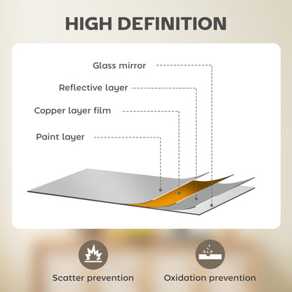 HOMCOM Wall Bathroom Mirror, 50 x 70 cm Wall-Mounted Mirror for Living Room, Bedroom, Hallway, Grey