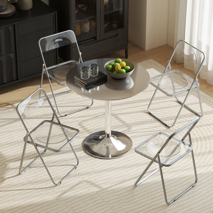 HOMCOM Foldable Chairs, Folding Chairs with Transparent Seat and Backrest, Heavy Duty Steel Frame, 47W x 48D x 75H cm, Clear