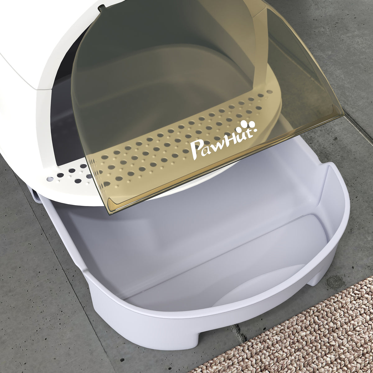 PawHut Enclosed Cat Litter Box w/ Pull-Out Drawer, Scoop, Deodorising Bags for Odour Control, Privacy, Portable, Easy to Clean