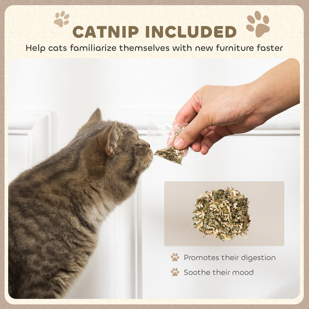 PawHut 2-in-1 Cat Scratcher with Catnip for Indoor Cats, 29.5 x 56 x 26cm, Brown
