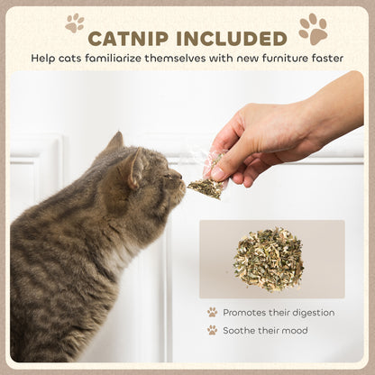 PawHut 2-in-1 Cat Scratcher with Catnip for Indoor Cats, 29.5 x 56 x 26cm, Brown