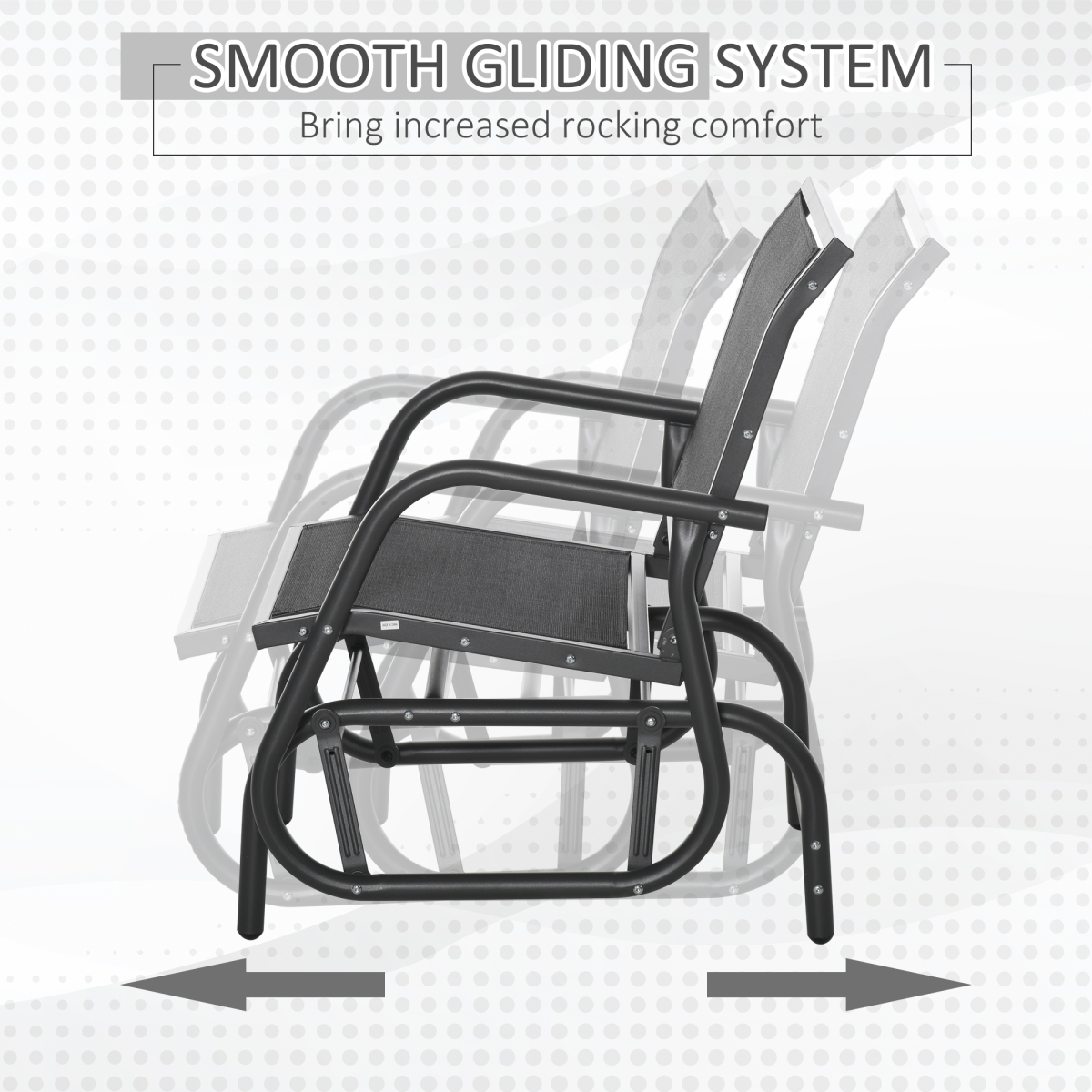 Outdoor Gliding Swing Chair Garden Seat w/ Mesh Seat Curved Back Steel Frame