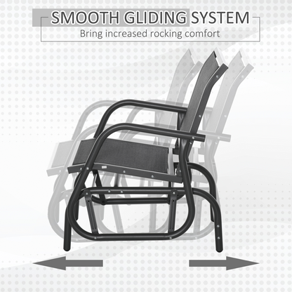 Outdoor Gliding Swing Chair Garden Seat w/ Mesh Seat Curved Back Steel Frame
