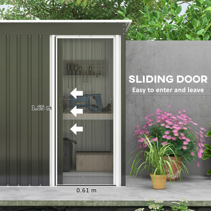 Outsunny 5 x 3ft Garden Storage Shed Sliding Door Sloped Roof Tool Black