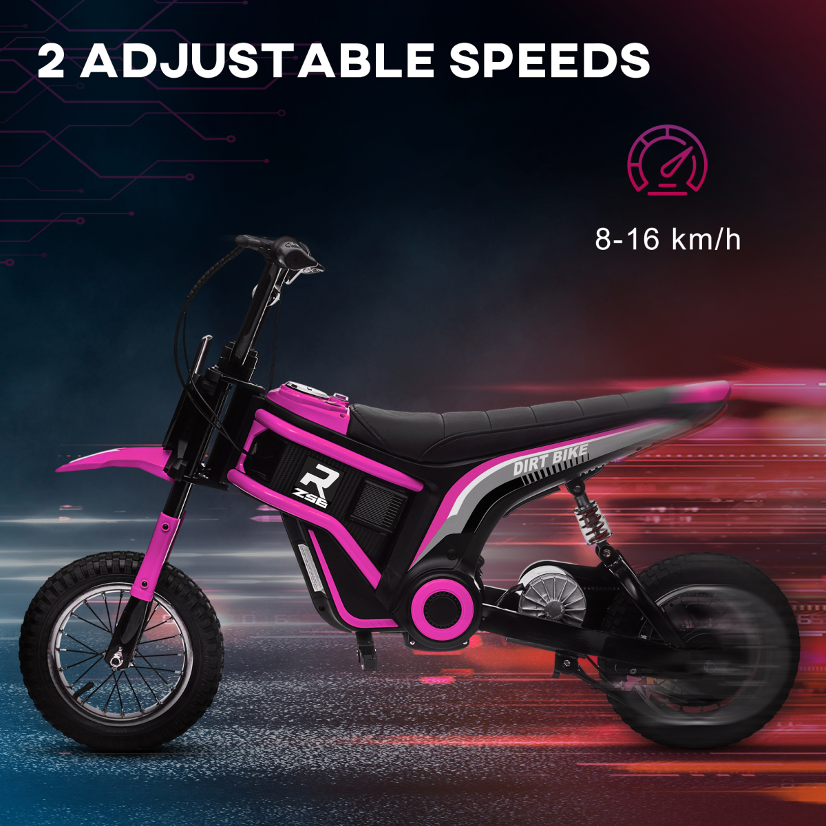 HOMCOM 24V Kids Electric Motorbike with Twist Grip Throttle, Music, Horn - Pink