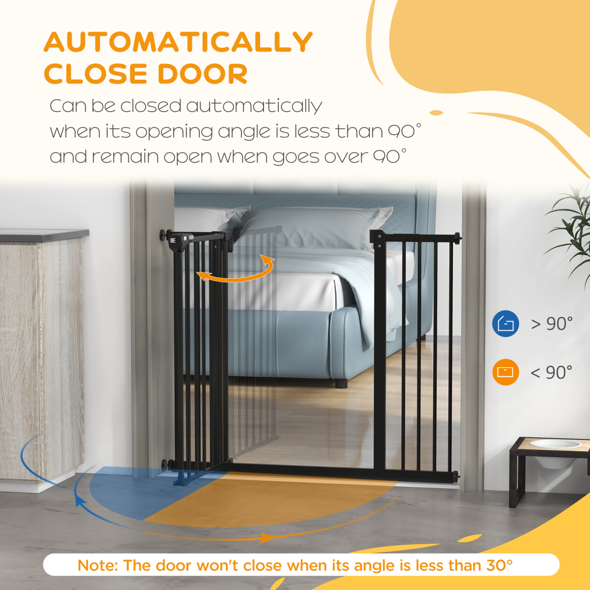 PawHut Adjustable Safety Gate w/ 2 Extensions and Four Adjustable Screws, Black