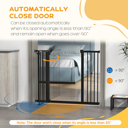 PawHut Adjustable Safety Gate w/ 2 Extensions and Four Adjustable Screws, Black