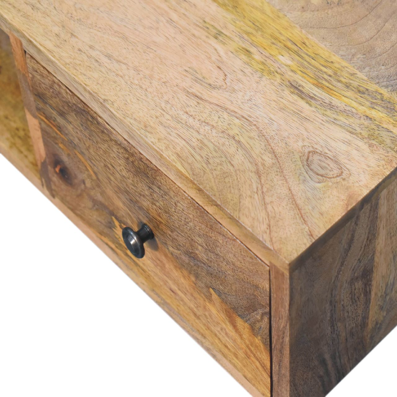 Artisan Furniture Solid Wood Classic Oak-ish Coffee Table, 2 Drawers & 1 Open Slot, Beige