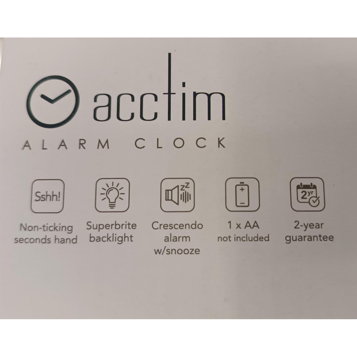 Acctim Eden Non Ticking Sweep Crescendo Alarm Clock in White - 16522