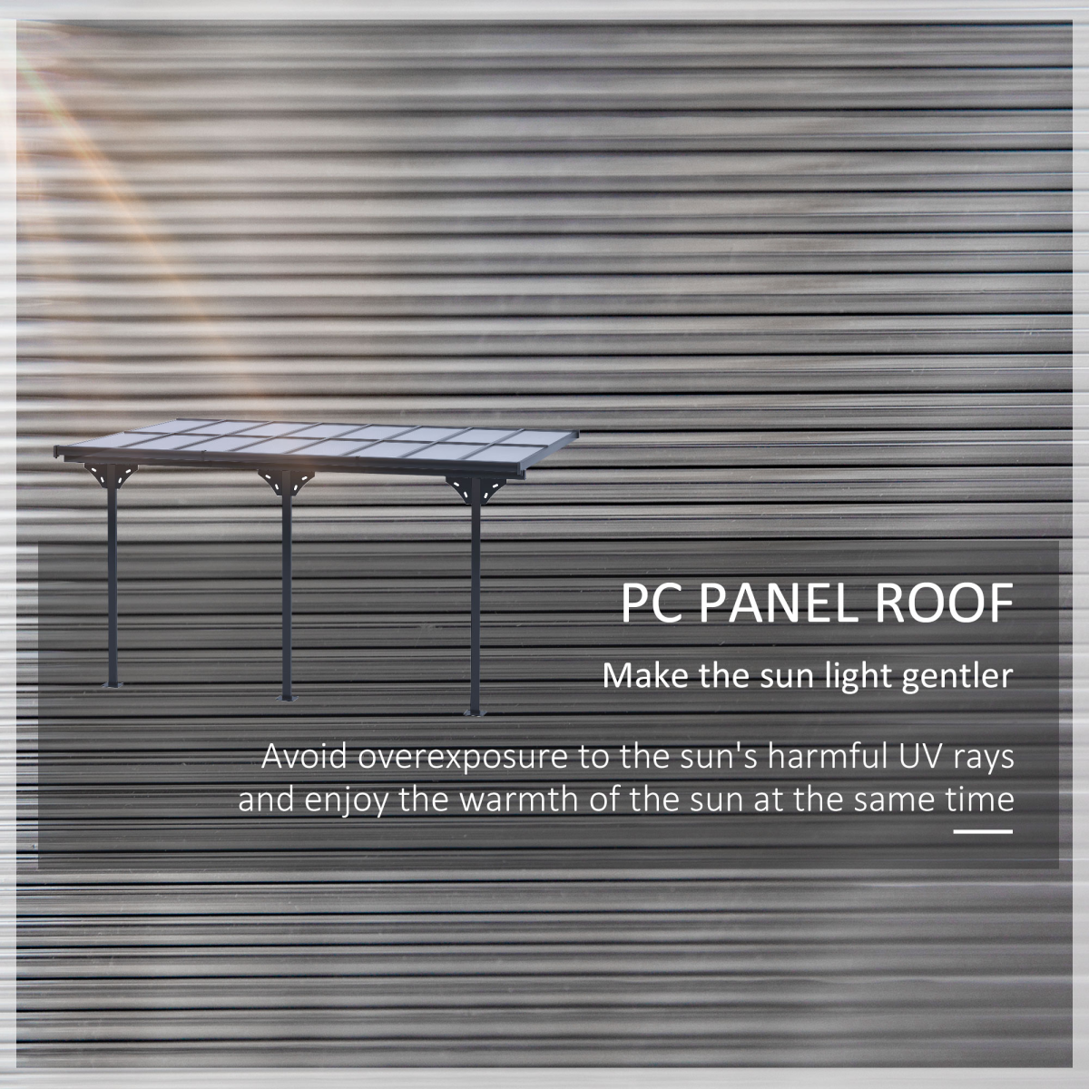 Outdoor Patio Gazebo Pergola, Aluminum Post, 4.35x3m Mounted on the Wall Roof