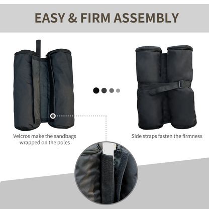 4 Pc Gazebo Sand Bag Weight Set-Black