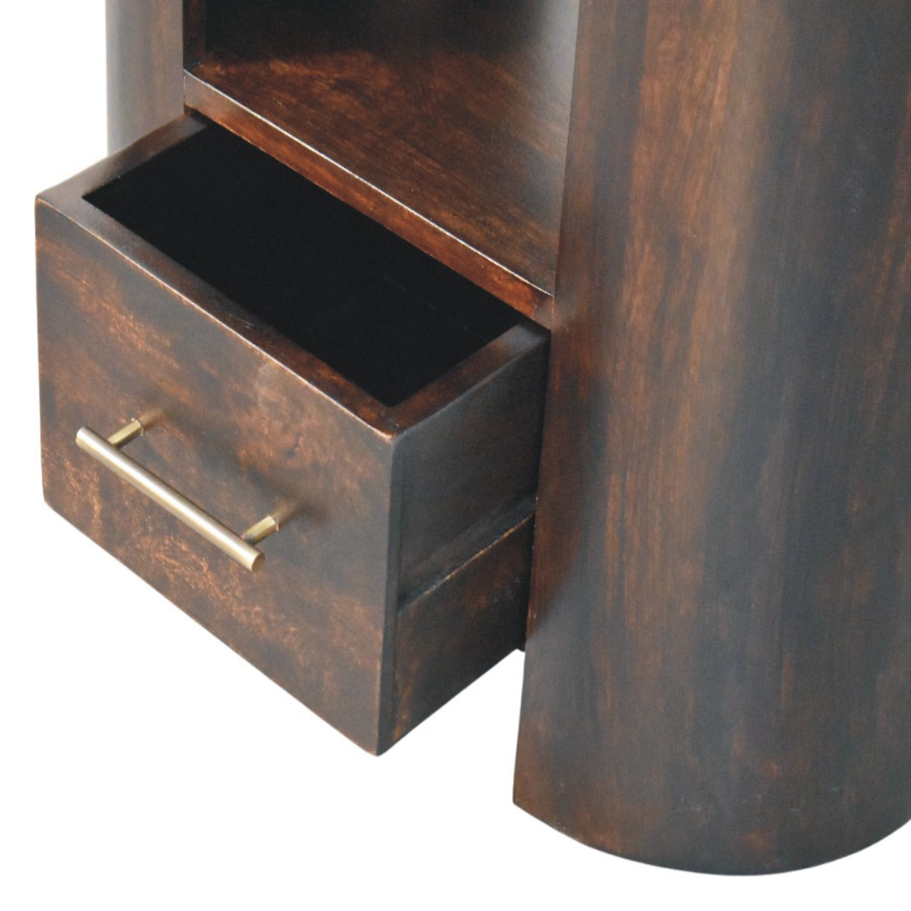 Artisan Furniture Solid Wood Valencia Bedside Table, 1 Drawer & 1 Shelf, Dark Brown