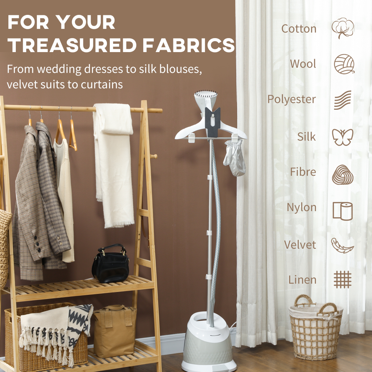 HOMCOM Clothes Steamer, Garment Steamer Clothing Wrinkle Remover, Grey