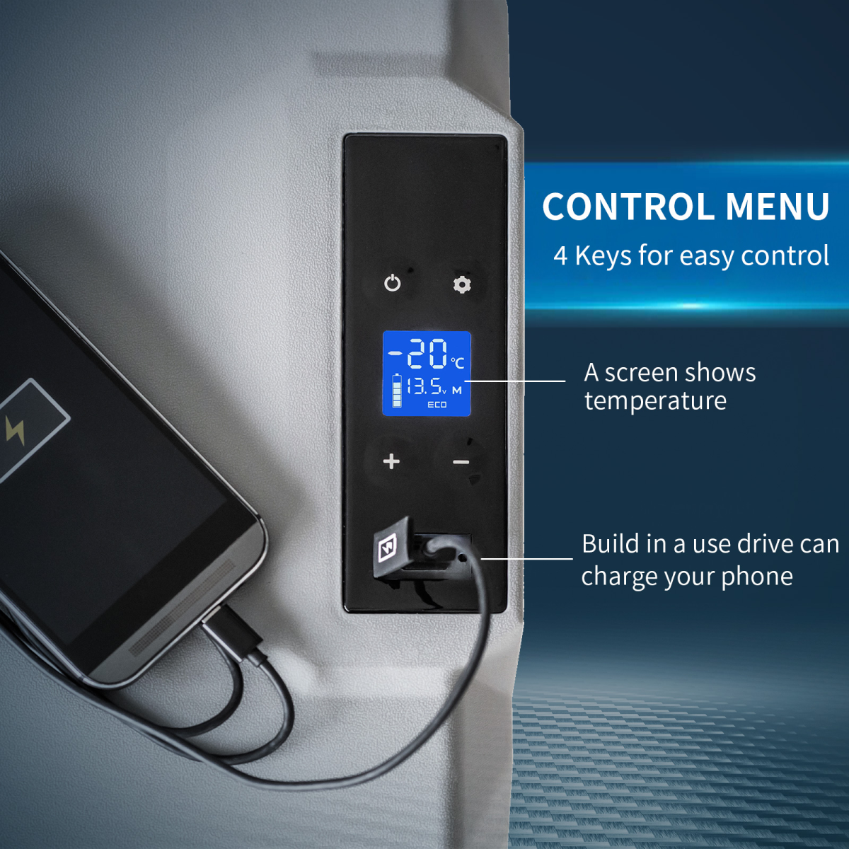 Car Refrigerator, Portable 12/24V 50L Fridge Freezer, Down to -20??HOMCOM