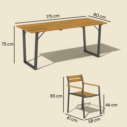 Outsunny 7 Piece Garden Dining Set with Table and 6 Stackable Chairs, Brown