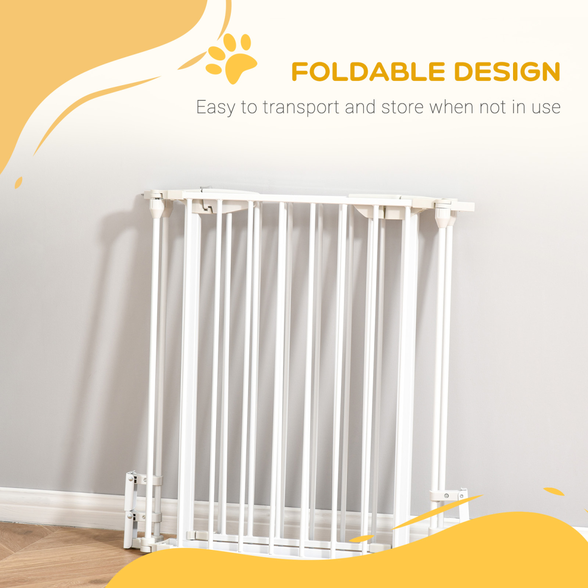 Pet Safety Gate 3-Panel Playpen Metal Fence W/ Walk Through Door White