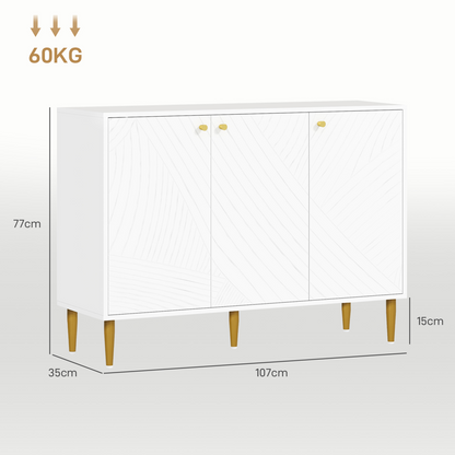 Elegant White Sideboard with Adjustable Shelves & Multi-Use Storage Cabinet