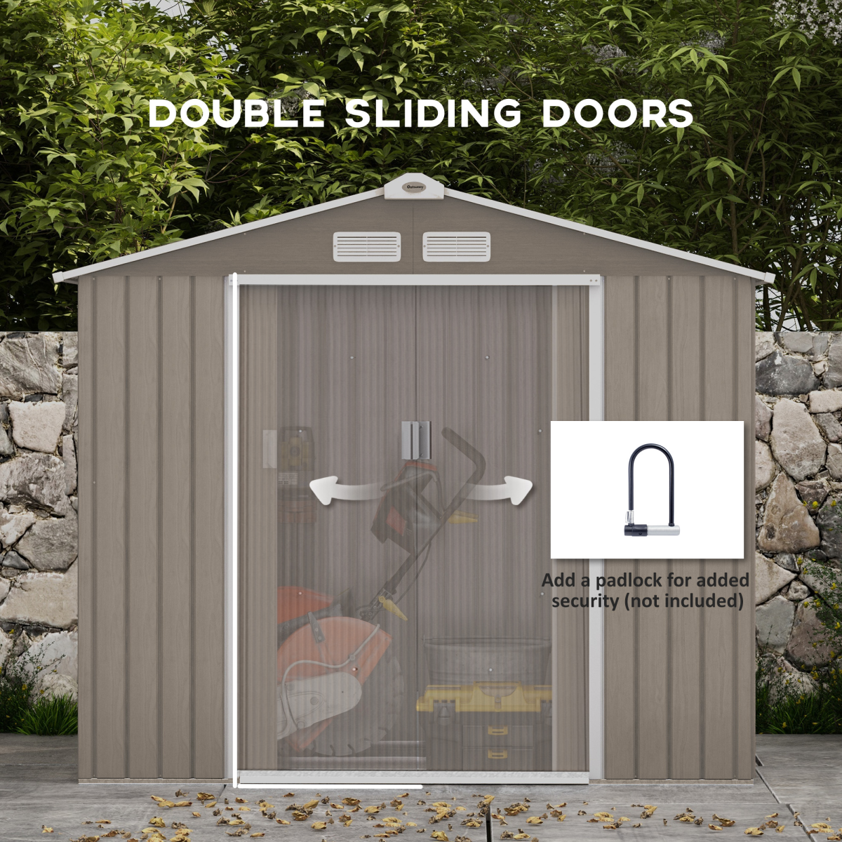 Outsunny Garden Shed Storage Unit with Locking Door Floor Foundation Vent Brown