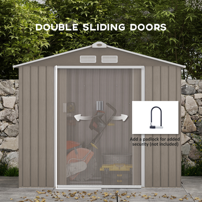 Outsunny Garden Shed Storage Unit with Locking Door Floor Foundation Vent Brown