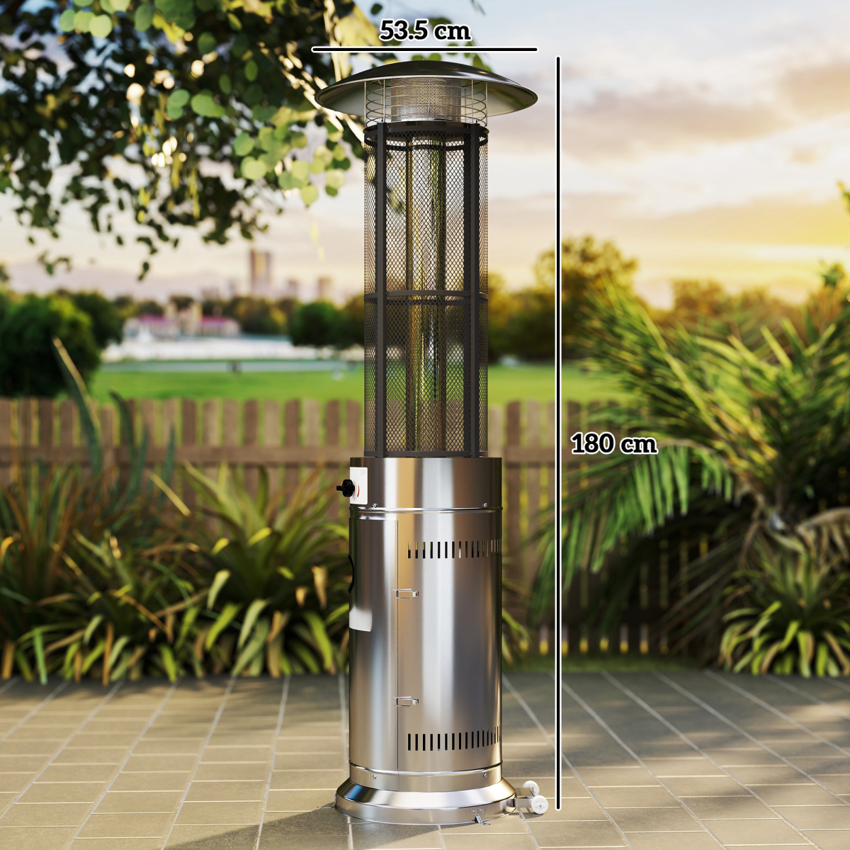 Outsunny 11 KW Gas Patio Heater, Propane Heater with Tip-Over Switch, Silver