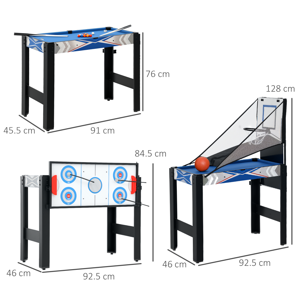 SPORTNOW 5 in 1 Multi Games Table Combo Sports Game Table for Kids, Blue