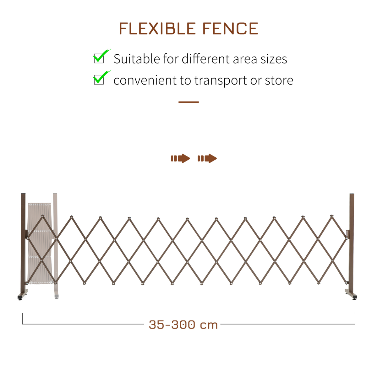 Outsunny Aluminum Alloy Movable Fence Foldable Garden Screen Panel, Dark Brown