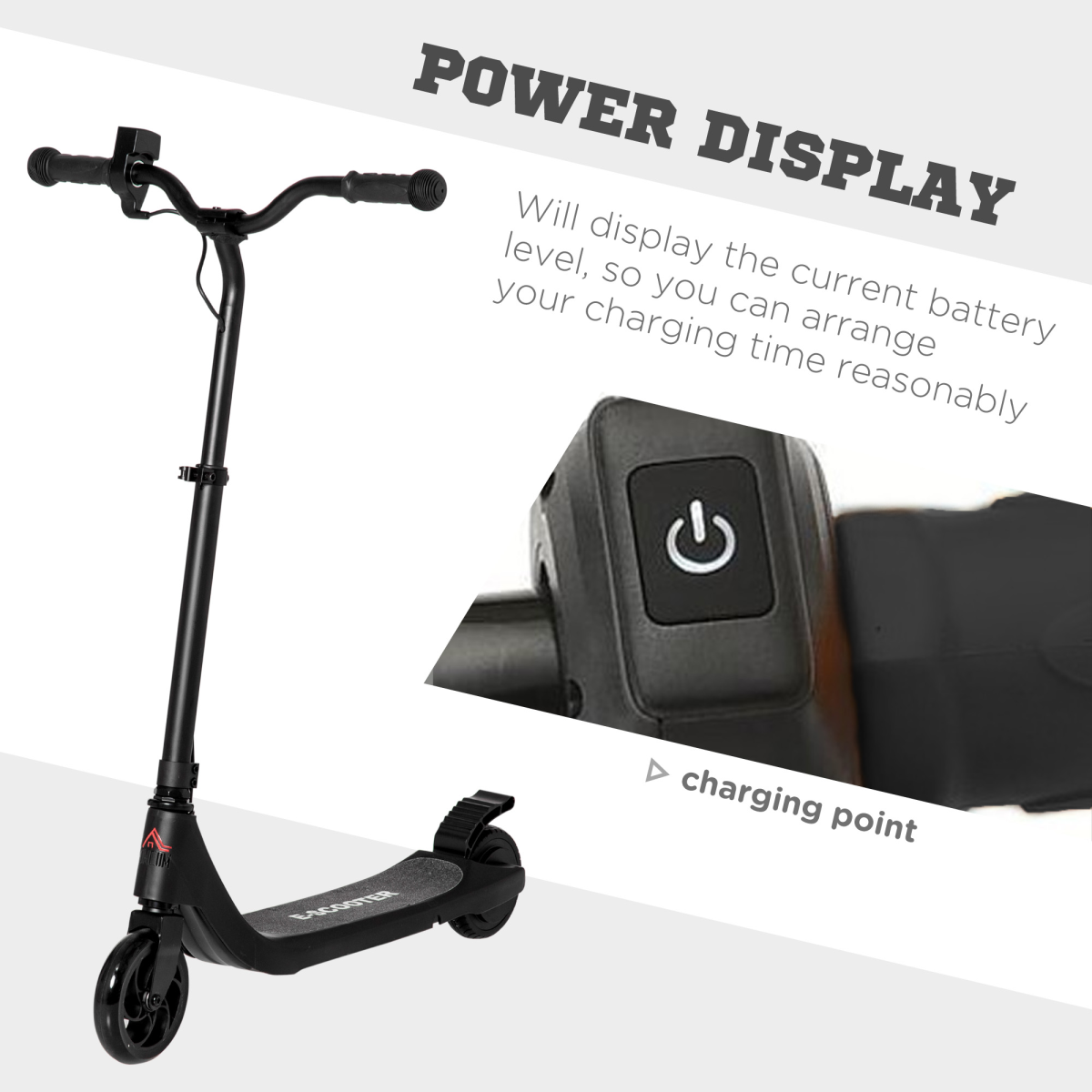 120W Electric Scooter w/ Battery Level Display, Rear Break - Black HOMCOM