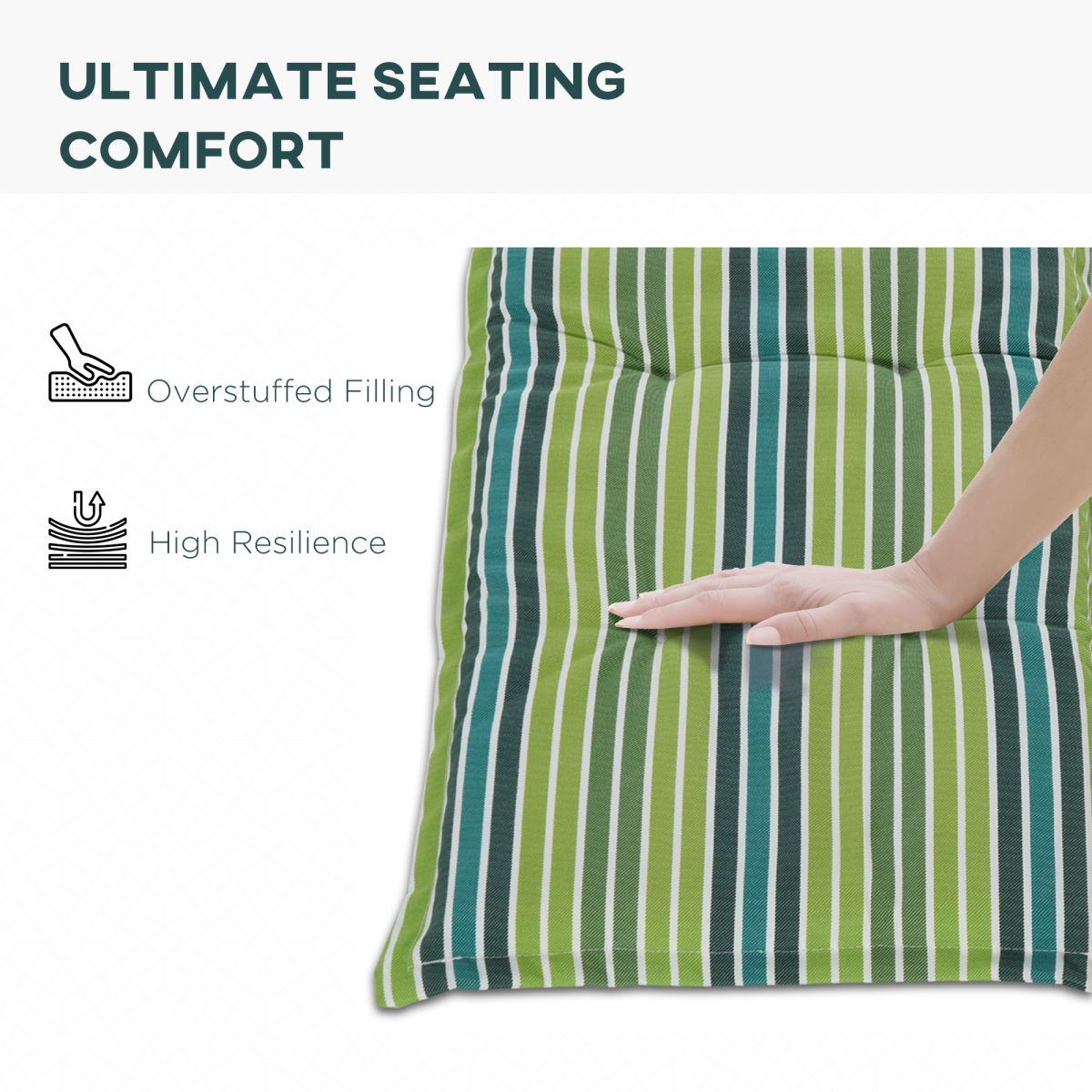 2 PCS Patio Bench Swing Chairs Garden Chairs 2 Seat Cushion Mat Strips Green