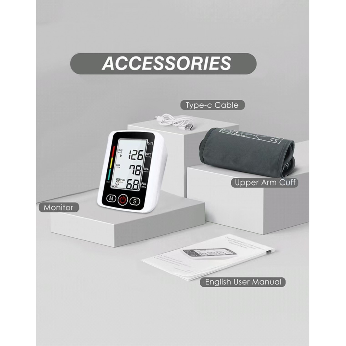 Digital Blood Pressure Monitor Automatic Arm Pulse Meter Voice Talking BP Machine